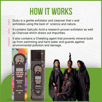 how dudu clarifying and exfoliating shampoo works