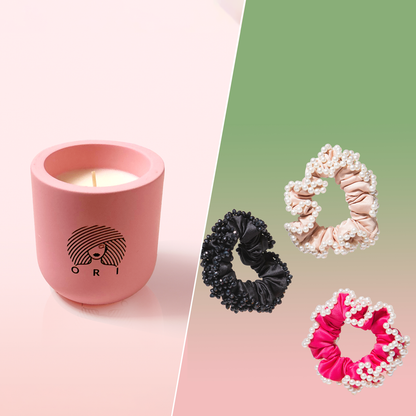 SCENTED CANDLES + SCRUNCHIES